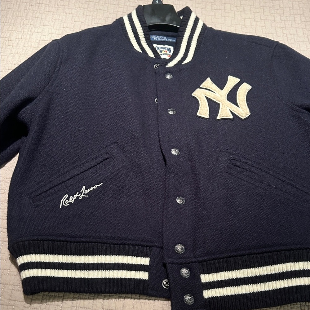Ralph Lauren Yankee Navy Varsity Jacket with White NY Accents